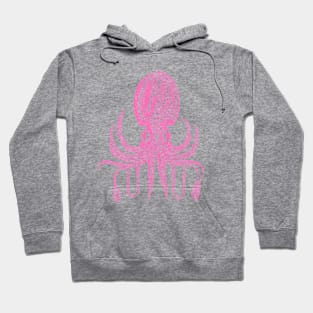 Cute Octopus Drawing in Bright Pink Hoodie